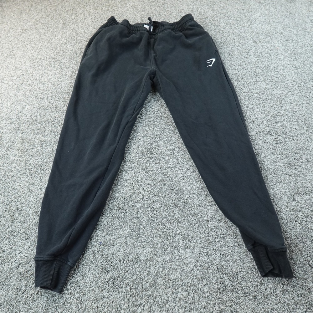 Gymshark Pants Mens L Black Drawstring Crest Joggers Sweatpants Workout Gym‎ Run